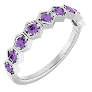 Platinum Natural Amethyst Stackable Ring