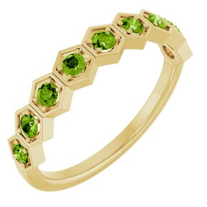 14K Yellow Natural Peridot Stackable Ring