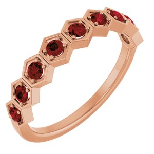 14K Rose Natural Mozambique Garnet Stackable Ring