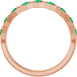 14K Rose Natural Emerald Stackable Ring
