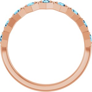 14K Rose Natural Aquamarine Stackable Ring