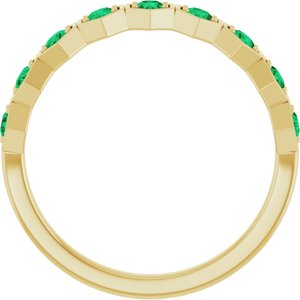 14K Yellow Natural Emerald Stackable Ring