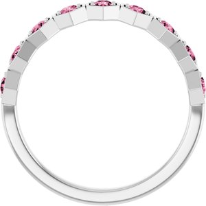 Sterling Silver Natural Pink Tourmaline Stackable Ring