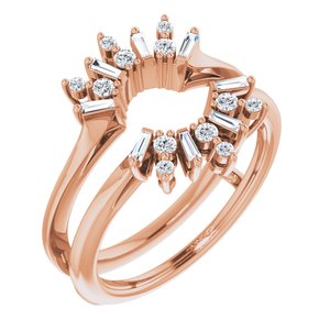 14K Rose 1/3 CTW Natural Diamond Art Deco Baguette Ring Guard