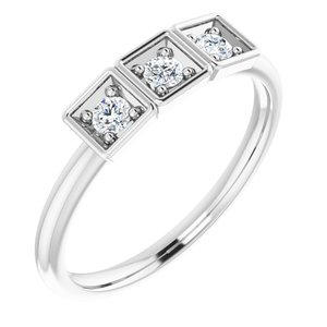 14K White 1/5 CTW Natural Diamond Stackable Ring