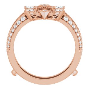 14K Rose 3/8 CTW Natural Diamond Art Deco Milgrain Ring Guard
