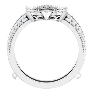 Platinum 3/8 CTW Natural Diamond Art Deco Milgrain Ring Guard