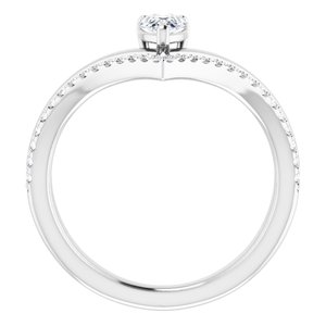 14K White 6x4 mm Pear Forever One™ Lab-Grown Colorless Moissanite & 1/6 CTW Natural Diamond Ring