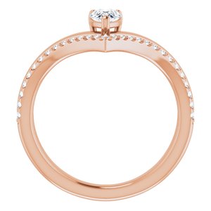14K Rose 6x4 mm Pear Forever One™ Lab-Grown Near Colorless Moissanite & 1/6 CTW Natural Diamond Ring