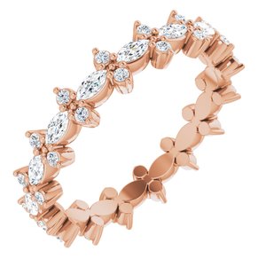 14K Rose 5/8 CTW Natural Diamond Eternity Band Size 5.5