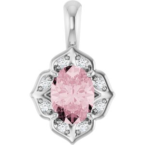 Platinum Natural Pink Morganite & .08 CTW Natural Diamond Pendant