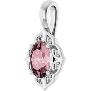 Platinum Natural Pink Morganite & .08 CTW Natural Diamond Pendant