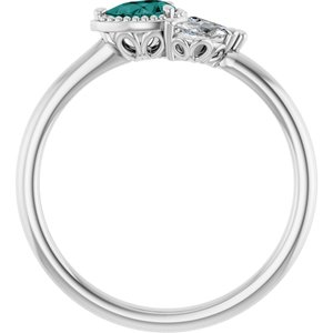 14K White Lab-Grown Alexandrite & 1/6 CTW Natural Diamond Ring