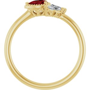 14K Yellow Natural Ruby & 1/6 CTW Natural Diamond Ring