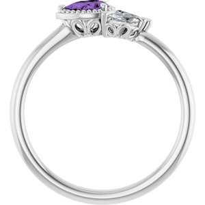 Sterling Silver Natural Amethyst & 1/6 CTW Natural Diamond Ring