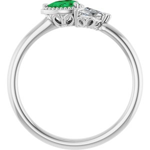 Platinum Natural Emerald & 1/6 CTW Natural Diamond Ring