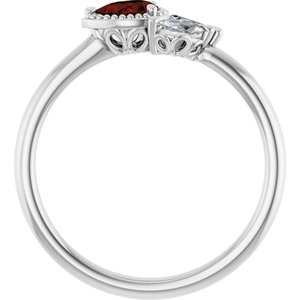 Platinum Natural Mozambique Garnet & 1/6 CTW Natural Diamond Ring