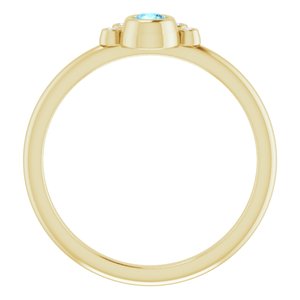 14K Yellow Natural Aquamarine & .04 CTW Natural Diamond Ring