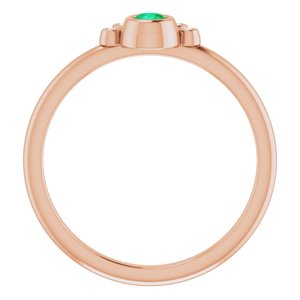 14K Rose Natural Emerald & .04 CTW Natural Diamond Ring