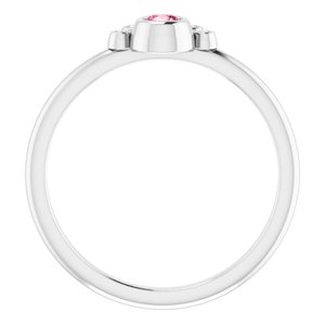 Sterling Silver Natural Pink Tourmaline & .04 CTW Natural Diamond Ring