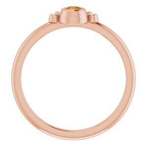 14K Rose Natural Citrine & .04 CTW Natural Diamond Ring