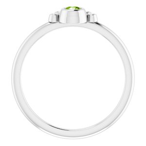 Sterling Silver Natural Peridot & .04 CTW Natural Diamond Ring