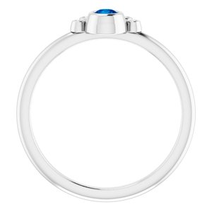 14K White Lab-Grown Blue Sapphire & .04 CTW Natural Diamond Ring