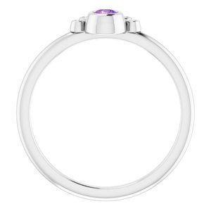 Platinum Natural Amethyst & .04 CTW Natural Diamond Ring