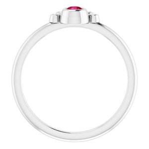 14K White Lab-Grown Ruby & .04 CTW Natural Diamond Ring