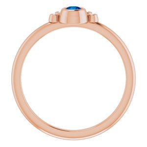 14K Rose Natural Blue Sapphire & .04 CTW Natural Diamond Ring
