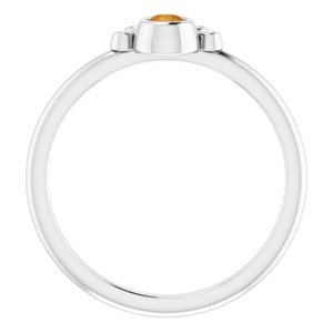 Platinum Natural Citrine & .04 CTW Natural Diamond Ring