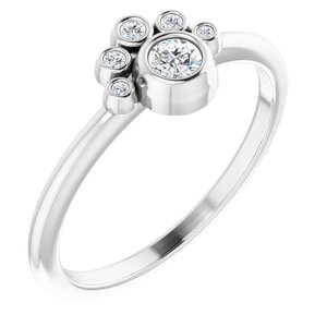 14K White Natural White Sapphire & .04 CTW Natural Diamond Ring