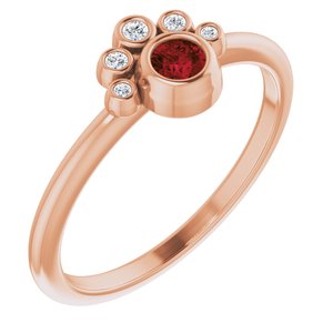 14K Rose Natural Mozambique Garnet & .04 CTW Natural Diamond Ring