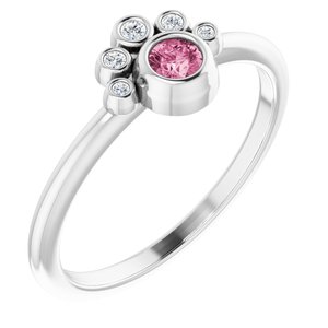 Sterling Silver Natural Pink Tourmaline & .04 CTW Natural Diamond Ring