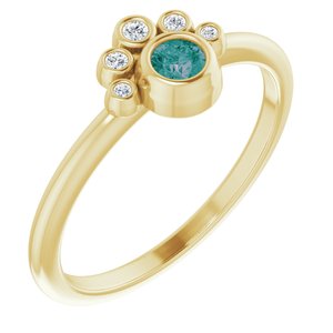 14K Yellow Natural Alexandrite & .04 CTW Natural Diamond Ring