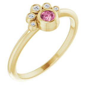 14K Yellow Natural Pink Tourmaline & .04 CTW Natural Diamond Ring