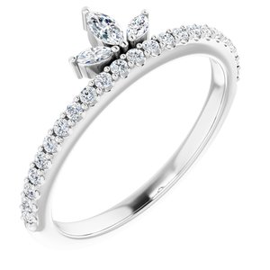 14K White 1/3 CTW Natural Diamond Stackable Crown Ring