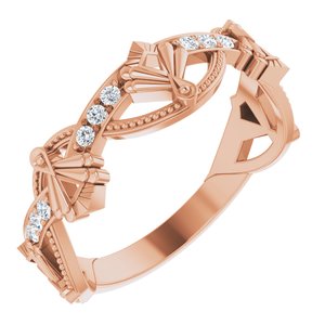 14K Rose 1/8 CTW Natural Diamond Vintage-Inspired Anniversary Band