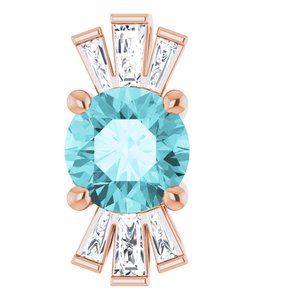 14K Rose Natural Blue Zircon & 1/6 CTW Natural Diamond Pendant