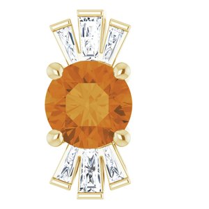 14K Yellow Natural Citrine & 1/6 CTW Natural Diamond Pendant