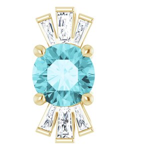 14K Yellow Natural Blue Zircon & 1/6 CTW Natural Diamond Pendant
