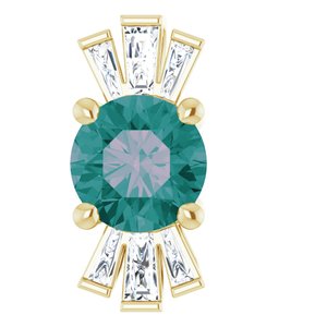14K Yellow Lab-Grown Alexandrite & 1/6 CTW Natural Diamond Pendant