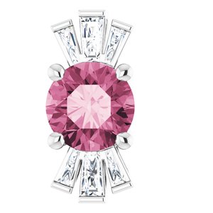 Sterling Silver Natural Pink Tourmaline & 1/6 CTW Natural Diamond Pendant