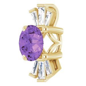 14K Yellow Natural Amethyst & 1/6 CTW Natural Diamond Pendant