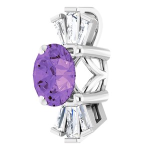 Sterling Silver Natural Amethyst & 1/6 CTW Natural Diamond Pendant