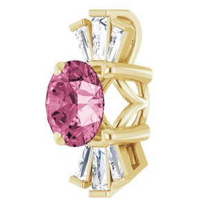 14K Yellow Natural Pink Tourmaline & 1/6 CTW Natural Diamond Pendant