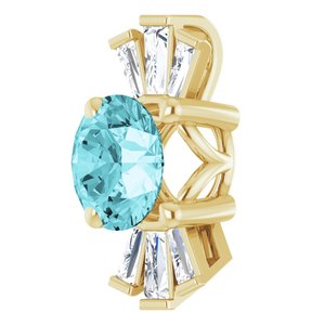 14K Yellow Natural Blue Zircon & 1/6 CTW Natural Diamond Pendant