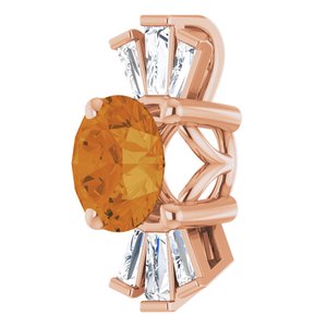 14K Rose Natural Citrine & 1/6 CTW Natural Diamond Pendant