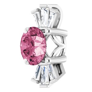 Sterling Silver Natural Pink Tourmaline & 1/6 CTW Natural Diamond Pendant