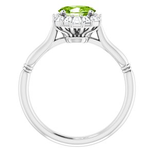 Sterling Silver Natural Peridot & 1/4 CTW Natural Diamond Ring